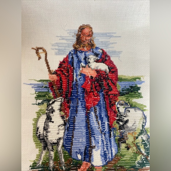 Bucilla Counted Cross Stitch Kit #49668, titled "Good Shepherd Readymade - Picture 8 of 8